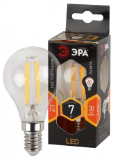 Лампа светодиодная LED филамент шар матовый F-LED P45-7W-827-E14 филамент 7Вт E14 2700К | Б0027946 | ЭРА