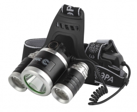 Фонарь налобный GA-809 аккумуляторный, трехламповый High Power Headlamp [5 Вт CREE, алюминий, | Б0039627 | ЭРА