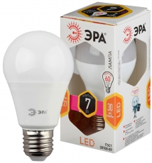 Лампа светодиодная LED A60-7W-827-E27 Лампы СВЕТОДИОДНЫЕ СТАНДАРТ ЭРА (диод, груша, 7Вт, тепл, E27) | Б0029819 | ЭРА