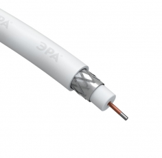 ЭРА Кабель коаксиальный RG-6U, 75 Ом, CCS/(оплётка Al 48%), PVC, цвет белый, бухта 100 м, SIMPLE | Б0044596 | ЭРА