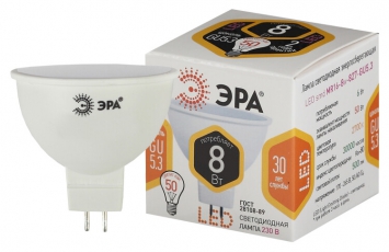Лампа светодиодная LED MR16 8Вт GU5.3 2700К | Б0020546 | ЭРА
