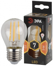 Лампа светодиодная F-LED P45-7W-827-E27 (филамент, шар, 7Вт, тепл, E27) | Б0035591 | ЭРА