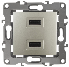 Устройство зарядное USB 12-4110-04 , 5В-2100мА, шампань (6/60/1920) |Б0027494 | ЭРА