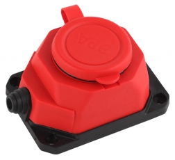 K-1e-RED-IP44 ЭРА Колодка каучуковая с/з 1гн 16A IP44 красная | Б0044550 | ЭРА