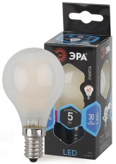 Лампа светодиодная F-LED P45-5W-840-E14 frost (филамент, шар мат., 5Вт, нейтр, E14) | Б0027930 | ЭРА