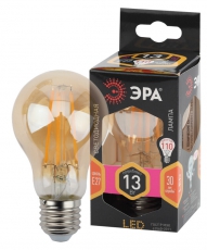 Лампа светодиодная F-LED A60-13W-827-E27 gold (филамент, груша золот., 13Вт, тепл, Е27) | Б0044091 | ЭРА