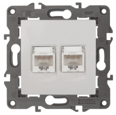 14-3108-01 ЭРА Розетка 2хRJ45, IP20, белый | Б0034308 | ЭРА