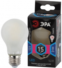 Лампа светодиодная F-LED A60-15W-840-E27 frost (филамент, груша мат., 15Вт, нейтр, Е27) | Б0046984 | ЭРА