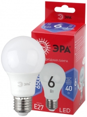 Лампа светодиодная ЭКО LED A60-6W-865-E27 R (диод, груша, 6Вт, хол, E27) | Б0045322 | ЭРА
