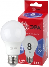 Лампа светодиодная ЭКО LED A60-8W-865-E27 R (диод, груша, 8Вт, хол, E27) | Б0045323 | ЭРА