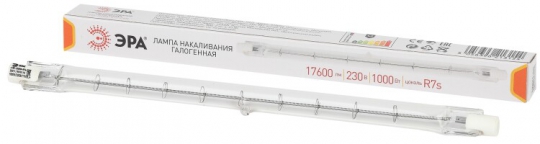 Лампа галогенная линейная J189-1000W-R7s-230V (галоген, J189, 1000Вт, нейтр, R7s) (10/500/10500) | Б0048496 | ЭРА
