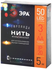 Гирлянда светодиодная Нить 5 м мультиколор, на эл.пит.АА ENIN -5NM IP20 (100/2500) | Б0047959 | ЭРА