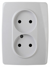 12-2007-01 Электроустановка ЭРА Розетка 2X2P, 16А-250В, б.л., Эра12, белый | Б0038810 | ЭРА