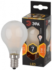 Лампа светодиодная F-LED P45-7W-827-E14 frost Лампы СВЕТОДИОДНЫЕ F-LED ЭРА (филамент, шар мат., 7Вт, тепл, E14) | Б0027956 | ЭРА