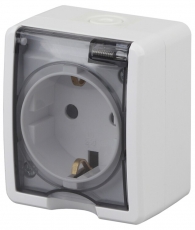 11А-2402-01 Электроустановка ЭРА Розетка 2P+E IP54, шторки, 16A-250В, ОУ, Эра Эксперт, Al+Cu, белый | Б0038820 | ЭРА