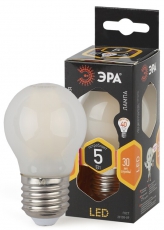 Лампа светодиодная F-LED P45-5W-827-E27 frost Лампы СВЕТОДИОДНЫЕ F-LED ЭРА (филамент, шар мат., 5Вт, тепл, E27) | Б0027931 | ЭРА