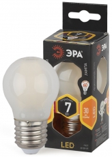 Лампа светодиодная F-LED P45-7W-827-E27 frost Лампы СВЕТОДИОДНЫЕ F-LED ЭРА (филамент, шар мат., 7Вт, тепл, E27) | Б0027958 | ЭРА