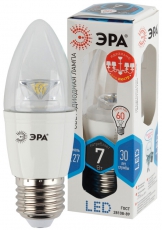 Лампа светодиодная LED B35-7W-840-E27-Clear (диод,свеча,7Вт,нейтр ,E27) | Б0028481 | ЭРА