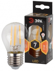 Лампа светодиодная F-LED P45-7W-827-E27 Лампы СВЕТОДИОДНЫЕ F-LED ЭРА (филамент, шар, 7Вт, тепл, E27) | Б0027948 | ЭРА