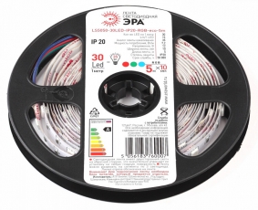 Лента светодиодная 30 диодов IP20 мультиколор LS5050-30LED-IP20-RGB-eco-5m | Б0035602 | ЭРА