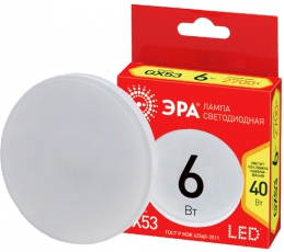 Лампа светодиодная RED LINE ECO LED GX-6W-827-GX53 GX53 6Вт таблетка теплый белый свет | Б0036539 | ЭРА