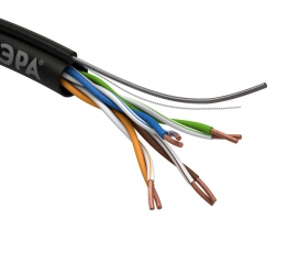 ЭРА Кабель витая пара U/UTP Cat5e 4x2x24 AWG CU PE + ТРОС OUTDOOR 305 м | Б0044432 | ЭРА