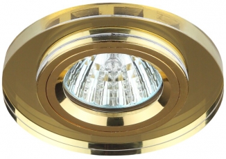 Светильник светодиодный DK7 GD/YL декор стекло круглое MR1612V/220V 50W золото/желтый | C0043794 | ЭРА