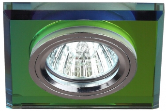 Светильник точечный декоративный DK8 CH/MIX стекло квадрат MR16,12V/220V, 50W, хром/мультиколор | C0043791 | ЭРА
