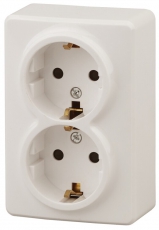 Розетка 11-2205-02 2х2P+E Schuko, 16АХ-250В, ОУ, Эксперт, сл.кость (12/120/1920) |Б0020692 | ЭРА