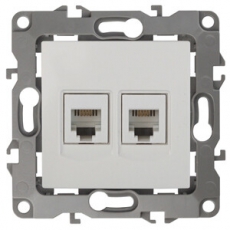 Розетка телефонная двойная 12-3106-01 2XRJ11, белый (10/100/2400) |Б0014717 | ЭРА