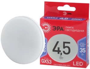 Лампа светодиодная RED LINE LED GX-4,5W-865-GX53 R GX53 4,5Вт таблетка холодный дневной свет | Б0045329 | ЭРА
