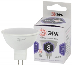 Лампа светодиодная LED MR16-8W-860-GU5.3 (диод, софит, 8Вт, холод, GU5.3) (10/100/4200)| Б0049071 | ЭРА