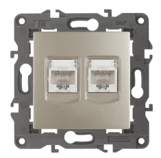 14-3108-04 ЭРА Розетка 2хRJ45, IP20, шампань | Б0034311 | ЭРА