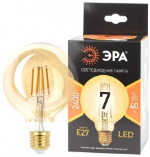 Лампа светодиодная F-LED G95-7W-824-E27 gold (филамент, шар зол, 7Вт, тепл, E27) (20/420) | Б0047662 | ЭРА