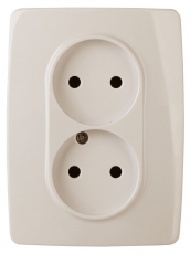 Розетка 2X2P 16A-250В IP20 винт Эра12 слоновая кость | Б0031249 | ЭРА