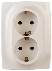 Розетка 2X2P+E Schuko 16A-250В IP20 винт Эра12 слоновая кость | Б0029239 | ЭРА