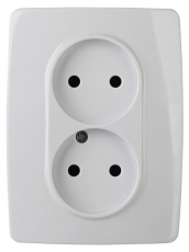 Розетка 2X2P 16A-250В IP20 винт Эра12 белый | Б0031248 | ЭРА