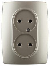 Розетка 2X2P 16A-250В IP20 Эра12 шампань | Б0031241 | ЭРА