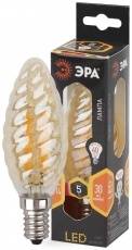 Лампа светодиодная F-LED BTW-5W-827-E14 gold Лампы СВЕТОДИОДНЫЕ F-LED ЭРА (филамент, свеча витая золот., 5Вт, тепл, E14) | Б0027941 | ЭРА