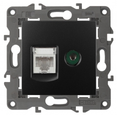 14-3110-05 Электроустановка ЭРА Розетка RJ45+TV, IP20, антрацит | Б0034318 | ЭРА
