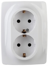 12-2116-01 Электроустановка ЭРА Розетка 2X2P+E Schuko, 16A-250В, IP20, винт, Эра12, белый | Б0029238 | ЭРА