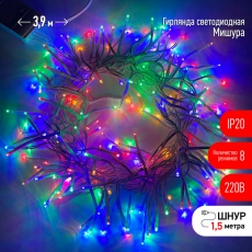 Гирлянда светодиодная Мишура 3.9 м белый провод, мультиколор, ENIN - WM 220V IP20 (24/576) | Б0047972 | ЭРА