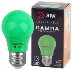 Лампы cветодиодные ERAGL50-E27 LED A50-3W-E27 (диод. груша зел., 13SMD, 3W, E27, для белт-лайт) (10/100/3600) | Б0049579 | ЭРА