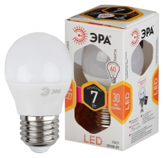 Лампа светодиодная LED 7Вт Е27 220В 2700К smd P45 шар | Б0020550 | ЭРА