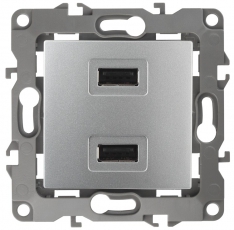 Устройство зарядное USB 12-4110-03 , 5В-2100мА, алюминий (6/60/1920) |Б0027493 | ЭРА