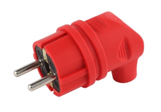 V9-RED-IP44 ЭРА Вилка каучуковая с/з 90град с кольцом 16A IP44 красная | Б0044549 | ЭРА