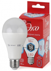 Лампа светодиодная LED 18Вт Е27 4000К ECO A65-18W-840-E27 | Б0031708 | ЭРА
