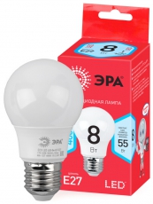 Лампа светодиодная RED LINE ECO LED A55-8W-840-E27 E27 / Е27 8Вт груша нейтральный белый свет | Б0032096 | ЭРА