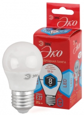Лампа cветодиодная ECO LED P45-8W-840-E27 (диод, шар, 8Вт, нейтр, E27) (10/100/3500) | Б0030025 | ЭРА