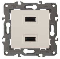 14-4110-02 Электроустановка ЭРА Устройство зарядное USB, 230В/5В-2100мА, IP20, Эра Elegance, сл.кость | Б0034359 | ЭРА